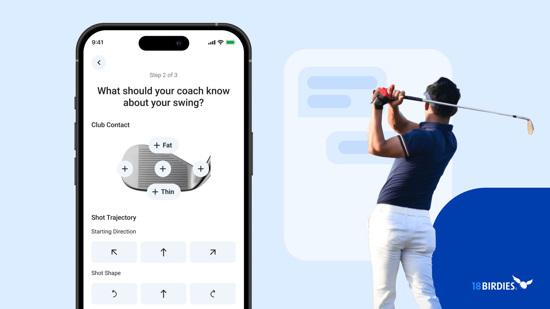 A phone screen showing golf swing analysis