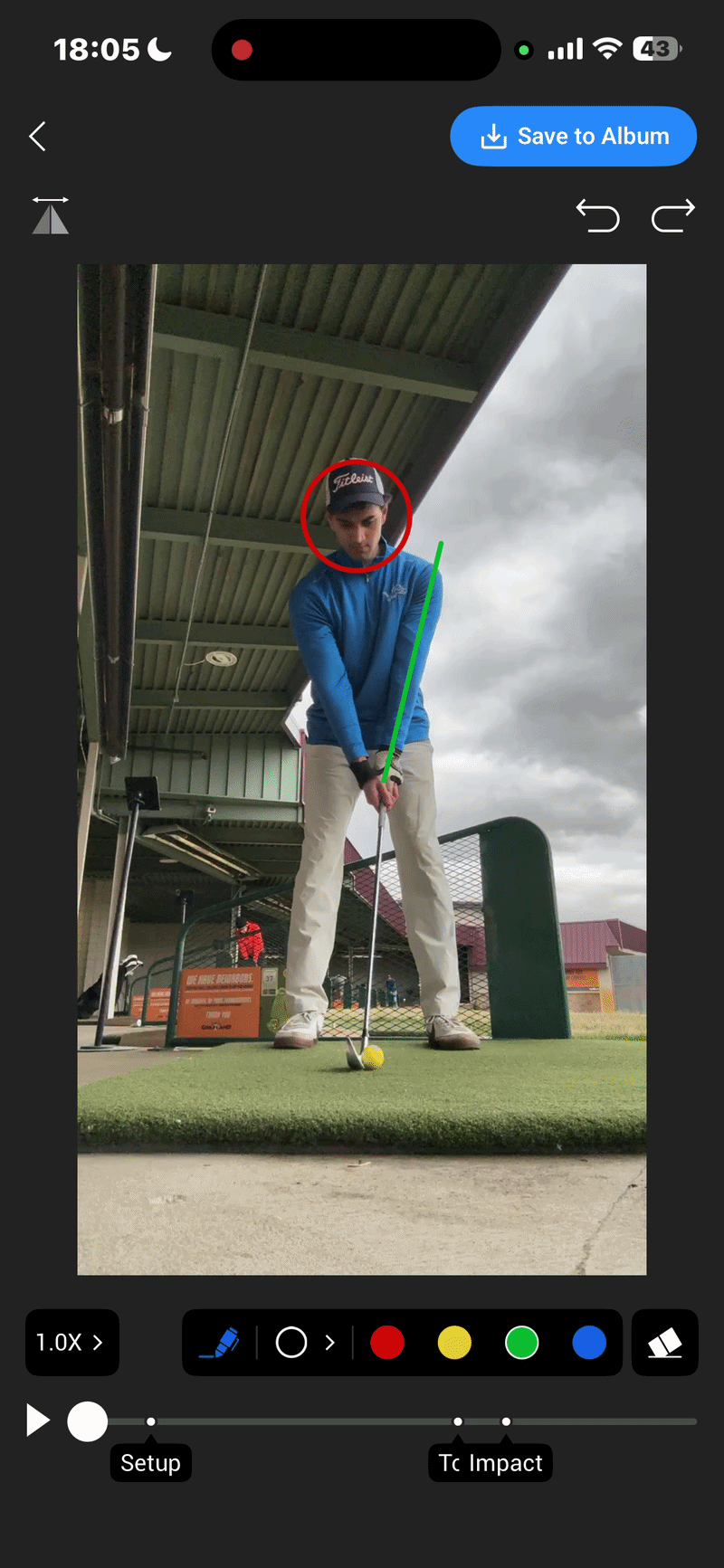 Annotated swing showing movement