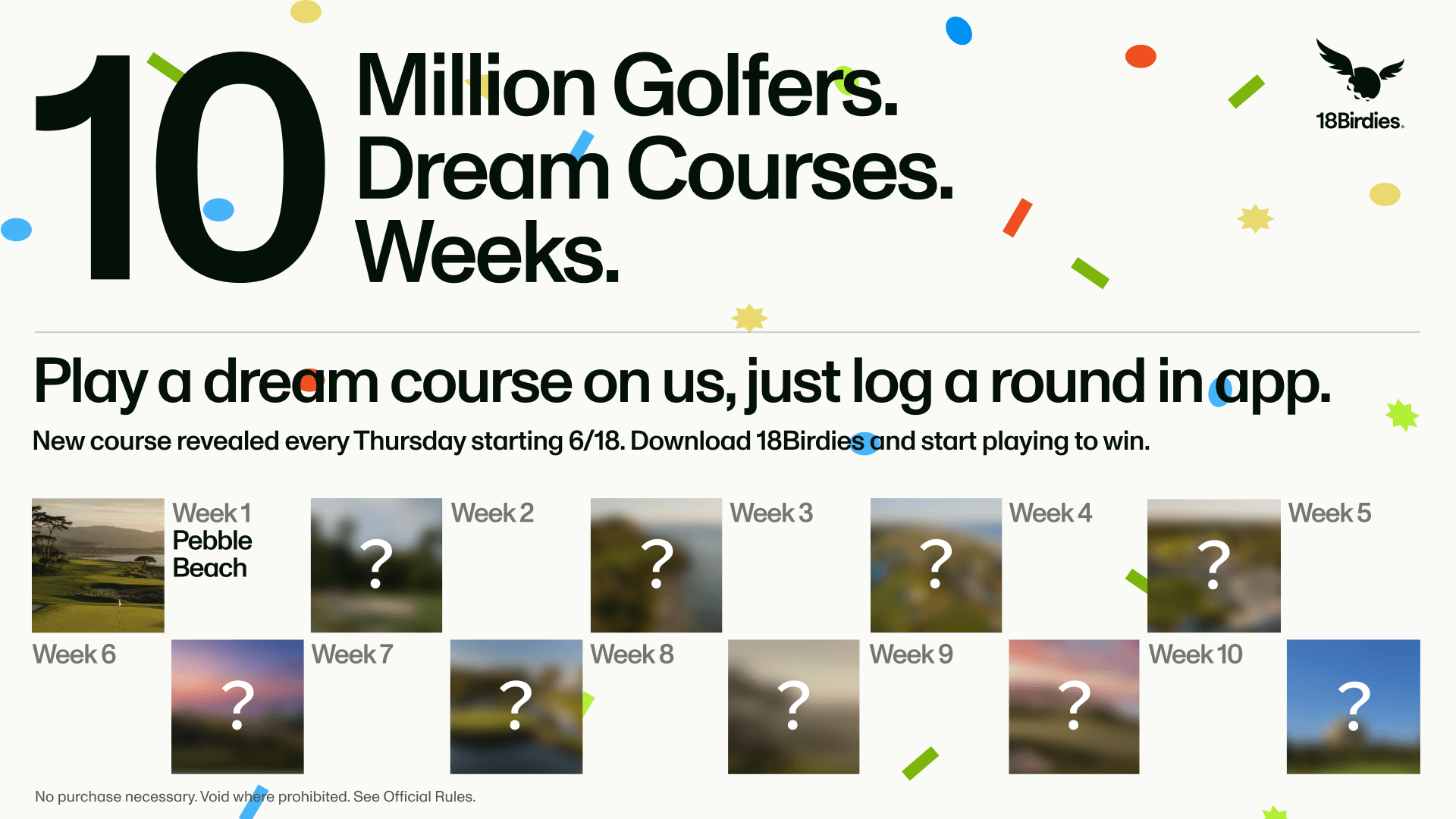 18Birdies Presents: 10 Million Golfers. 10 Dream Courses. 10 Weeks.