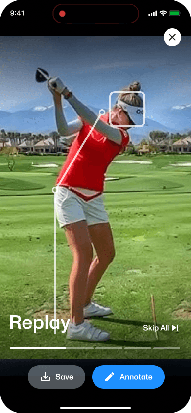 Instant Swing Playback Down-the-Line View with automatic address capture