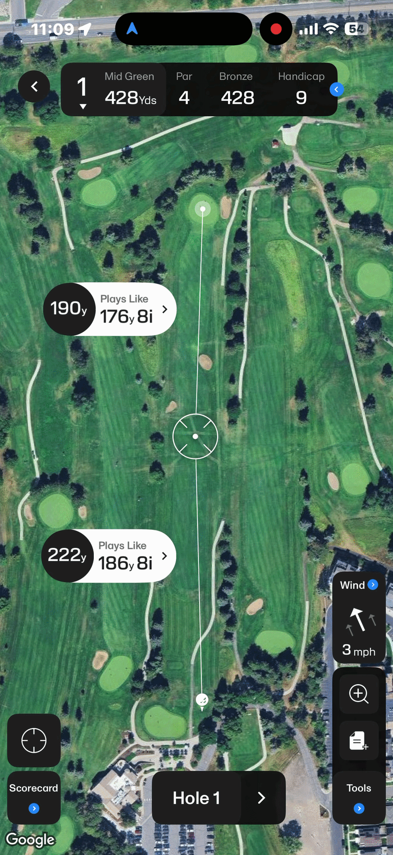 How to open Tools, select Map Layers, and switch to an Illustrated Map in 18Birdies