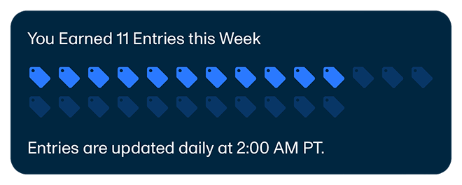 18Birdies Campaign Hub entry tracker showing entries earned this week.